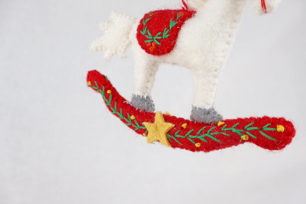 Weihnachtsanhänger Schaukelpferd I Filz Christbaumschmuck I Weihnachtsdeko Pferdchen I Baumschmuck handgefertigt