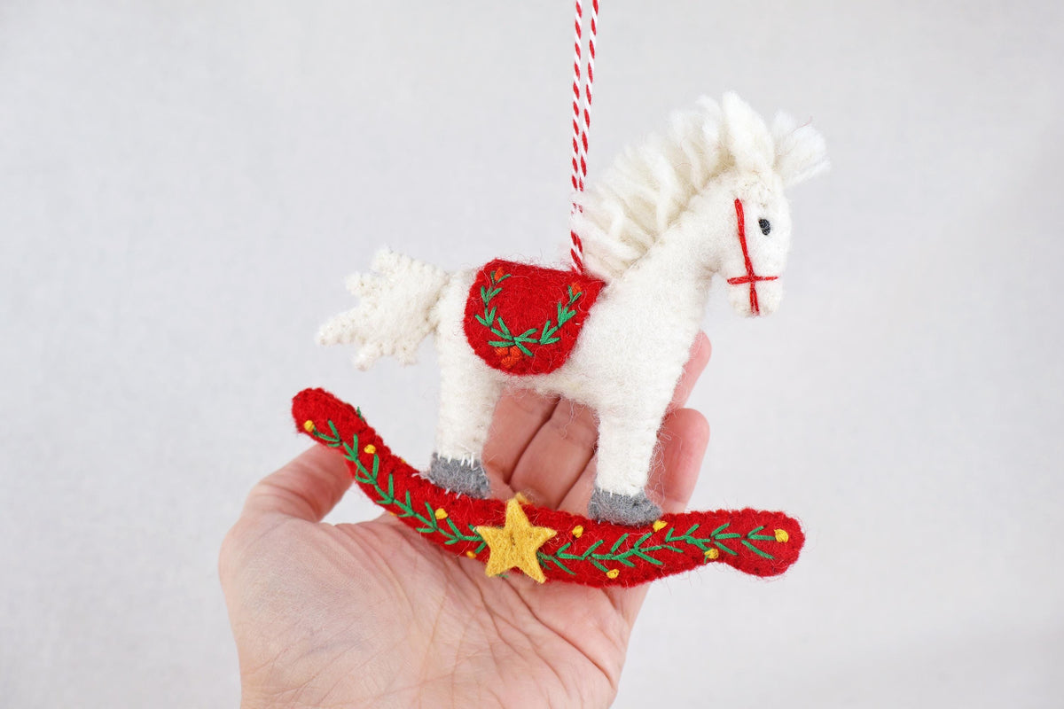 Weihnachtsanhänger Schaukelpferd I Filz Christbaumschmuck I Weihnachtsdeko Pferdchen I Baumschmuck handgefertigt