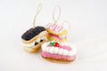 3er-Set Filz-Patisserie Anhänger – Handgefertigte Törtchen & Éclairs | Christbaumschmuck | Süße Weihnachtsdeko | Patisserie Deko