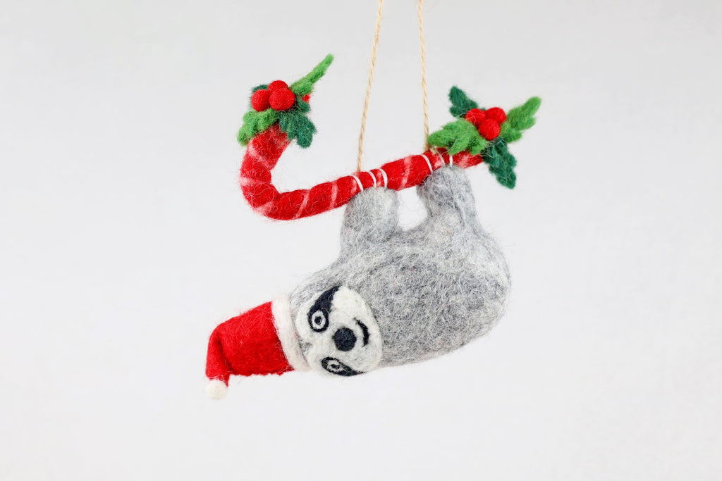 Weihnachtsanhänger Faultier I Christbaumschmuck I Weihnachtsdeko I Winter Weihnachtsbaum I Zuckerstange I Faultier I lustige Weihnachtsdeko