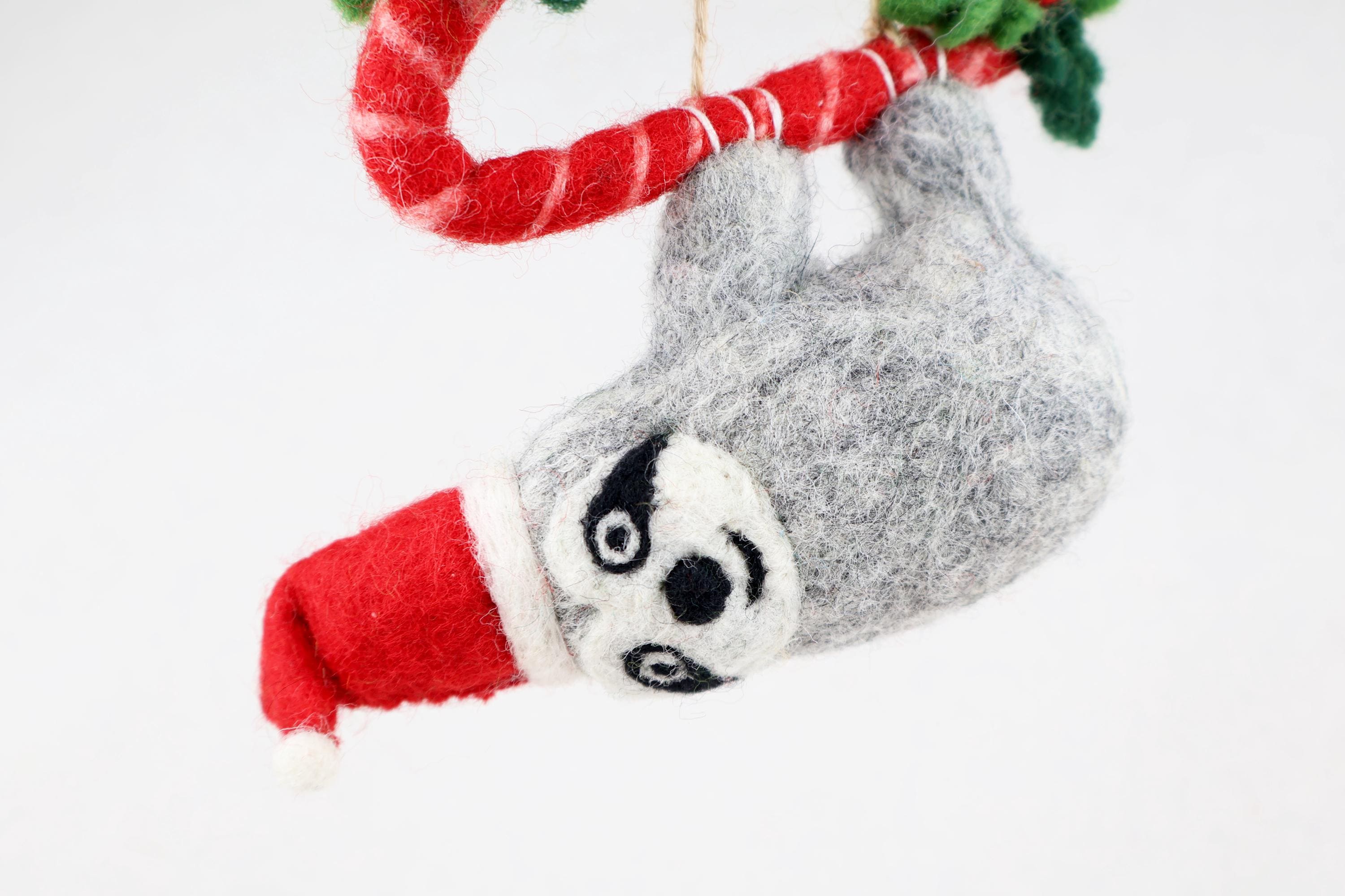 Weihnachtsanhänger Faultier I Christbaumschmuck I Weihnachtsdeko I Winter Weihnachtsbaum I Zuckerstange I Faultier I lustige Weihnachtsdeko