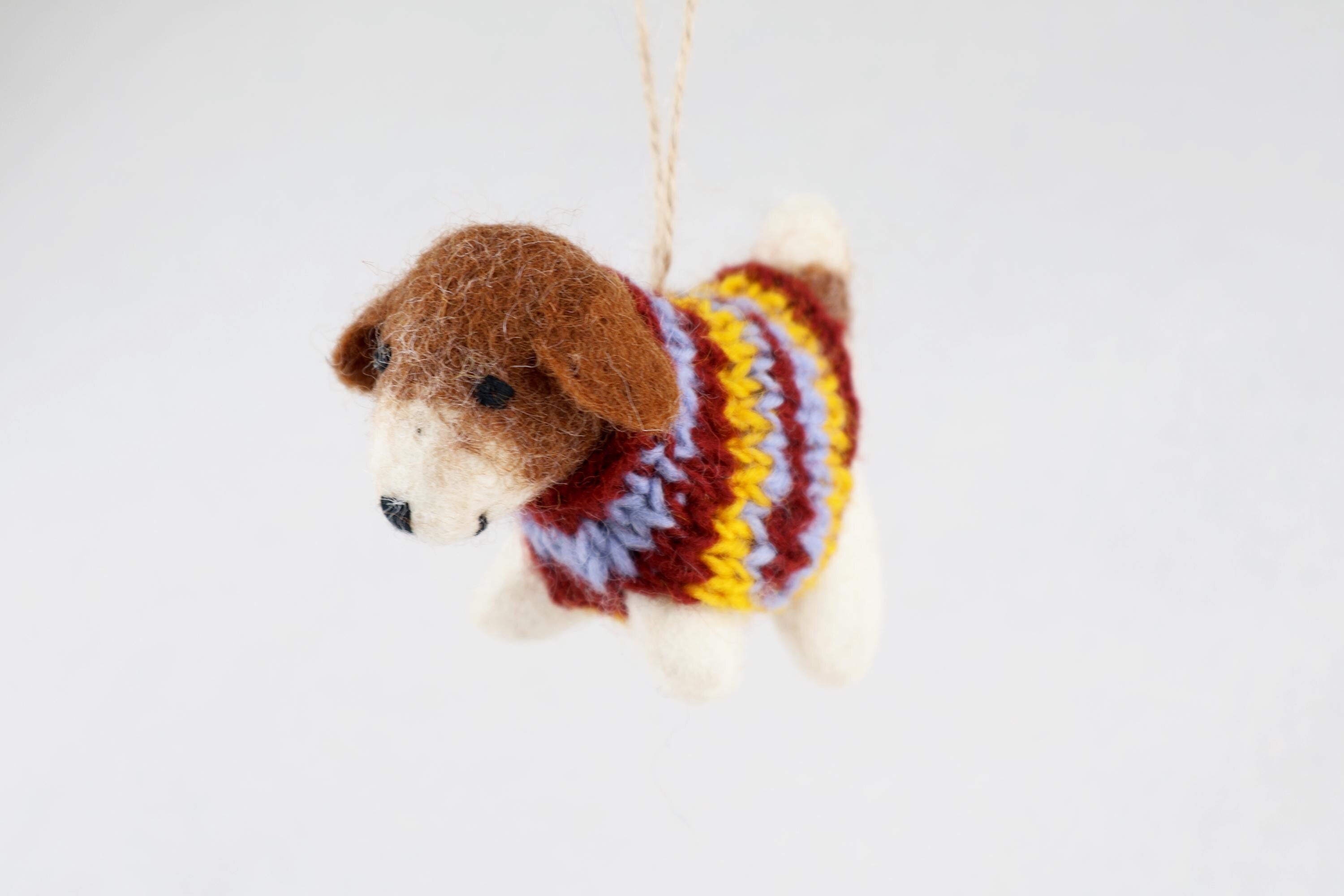Weihnachtsanhänger Hund Beagle mit Strickpullover I Filz Christbaumschmuck I Weihnachtsdeko I Weihnachtshund