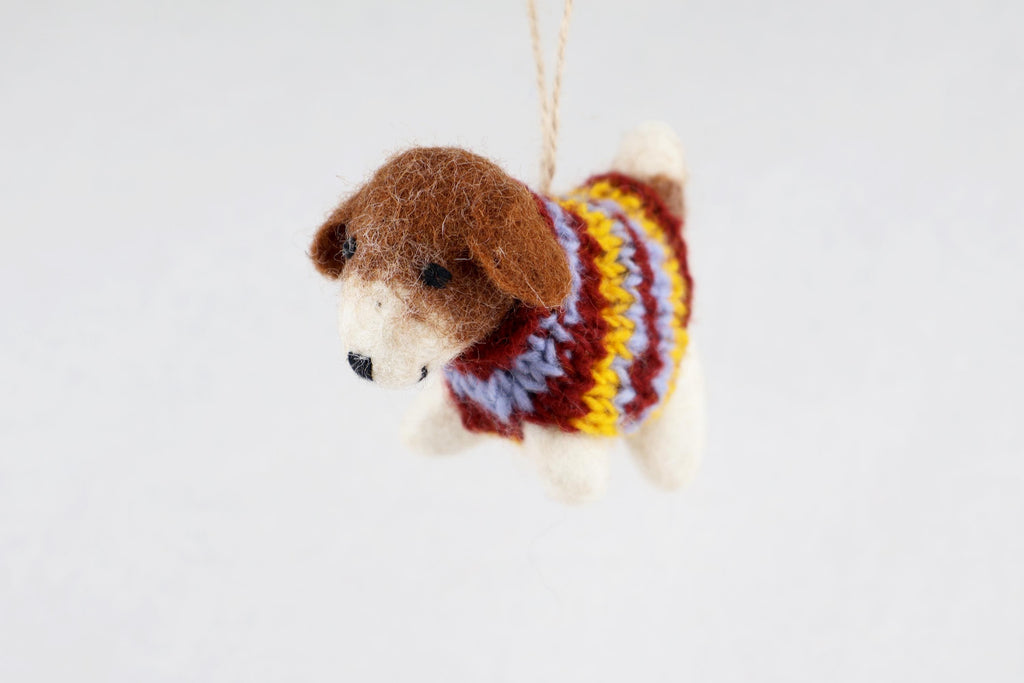 Weihnachtsanhänger Hund Beagle mit Strickpullover I Filz Christbaumschmuck I Weihnachtsdeko I Weihnachtshund