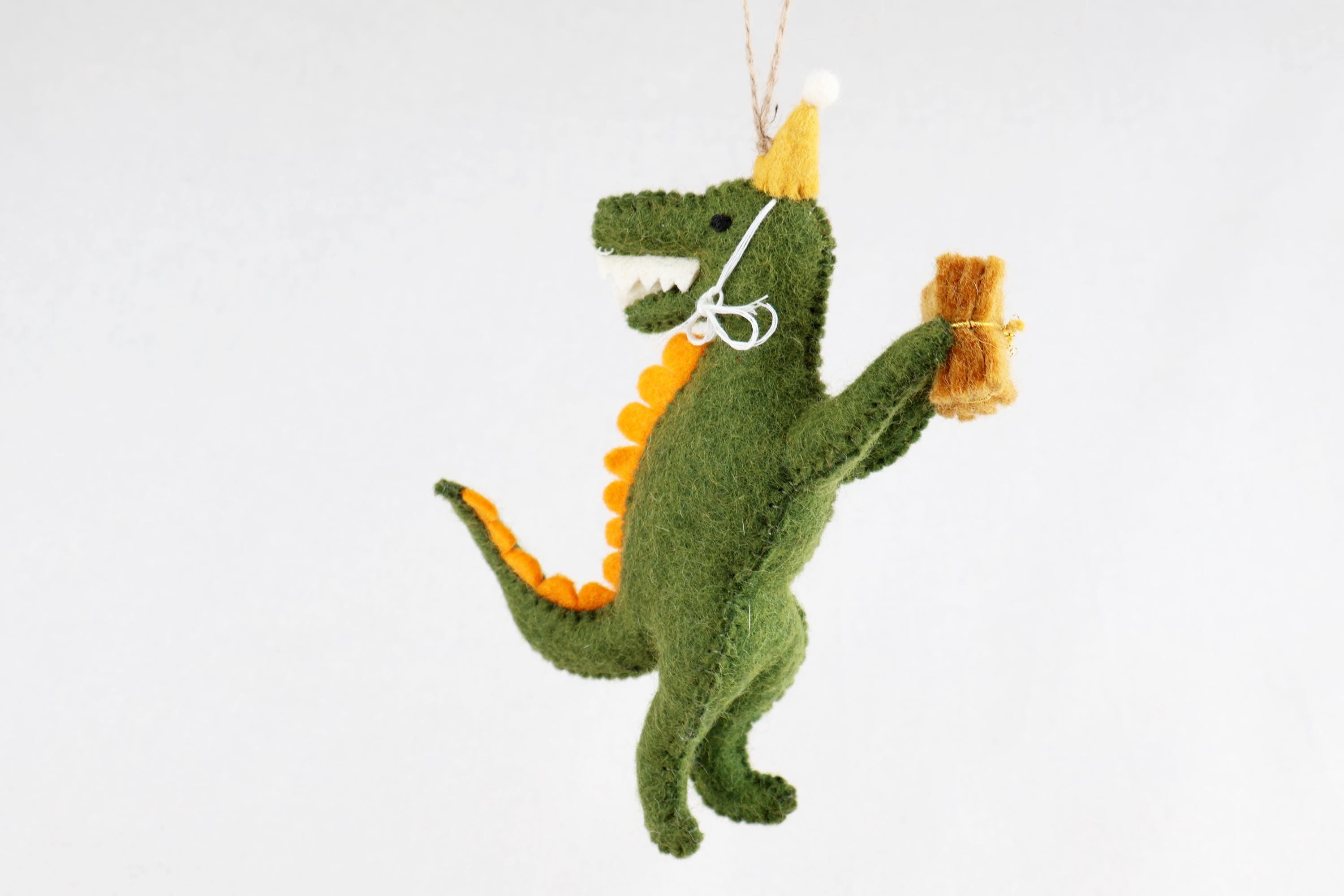 Dino Anhänger T-Rex I Dino mit Partyhut I Dinodeko I Christbaumschmuck Weihnachtsdeko I Geburtstagsdeko I Geschenkanhänger I Dinoparty