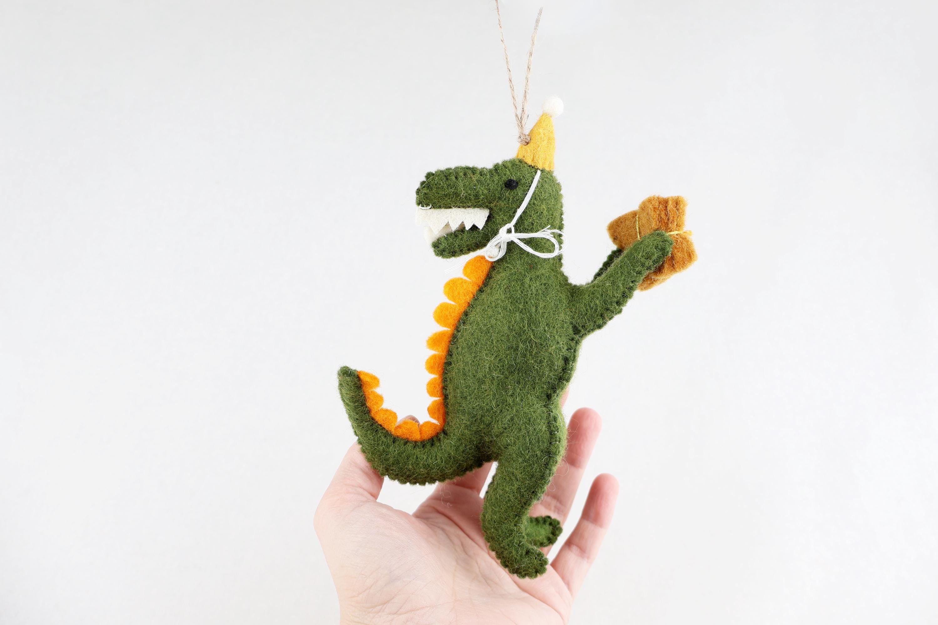 Dino Anhänger T-Rex I Dino mit Partyhut I Dinodeko I Christbaumschmuck Weihnachtsdeko I Geburtstagsdeko I Geschenkanhänger I Dinoparty