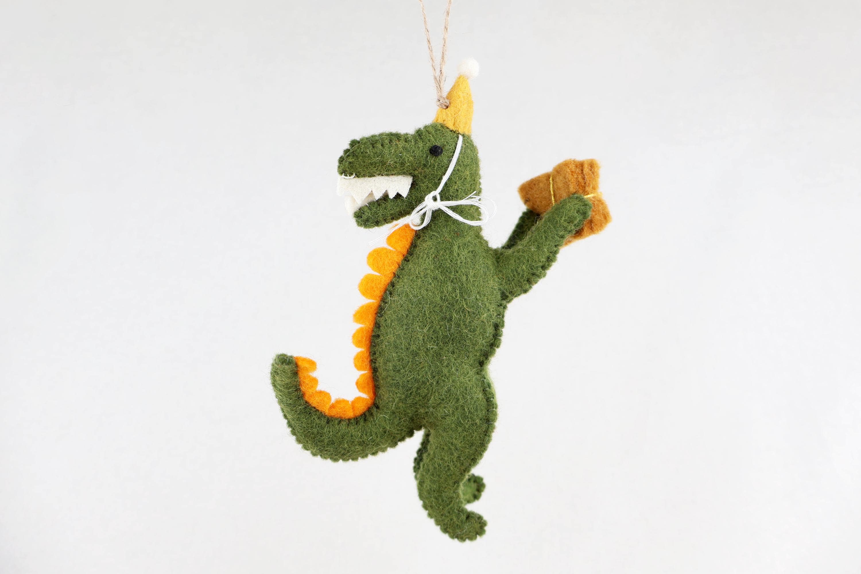 Dino Anhänger T-Rex I Dino mit Partyhut I Dinodeko I Christbaumschmuck Weihnachtsdeko I Geburtstagsdeko I Geschenkanhänger I Dinoparty