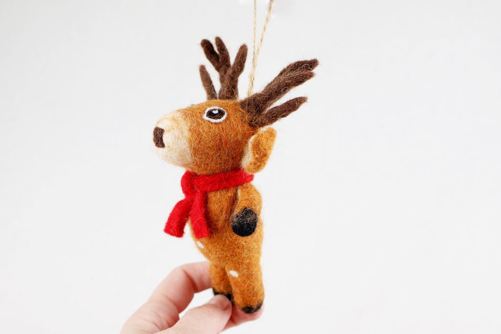 Weihnachtsanhänger Hirsch mit Schal I Christbaumschmuck I Weihnachtsdeko I Winter I Weihnachtsbaum I Hirsch aus Filz