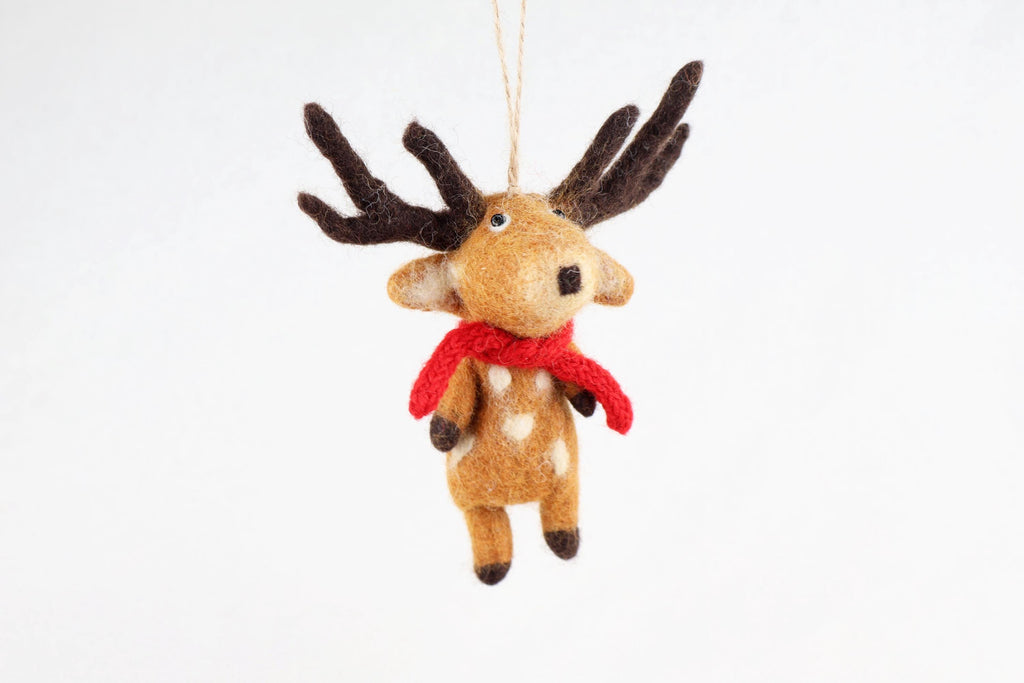 Weihnachtsanhänger Hirsch mit Schal I Christbaumschmuck I Weihnachtsdeko I Winter I Weihnachtsbaum I Hirsch aus Filz