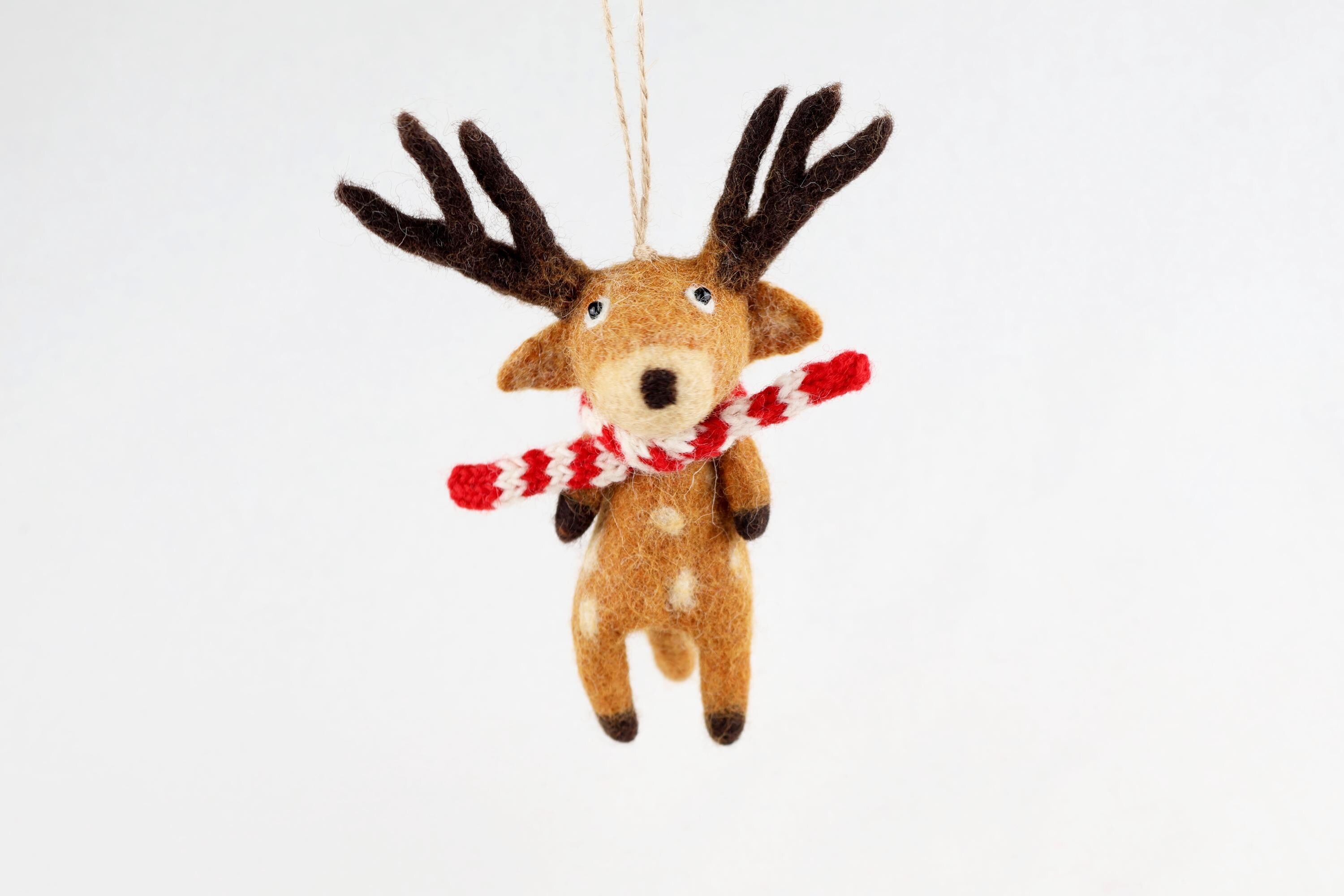 Weihnachtsanhänger Hirsch mit Schal I Christbaumschmuck I Weihnachtsdeko I Winter I Weihnachtsbaum I Hirsch aus Filz