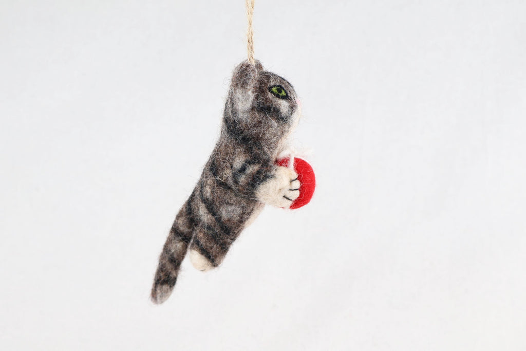 Weihnachtsanhänger Katze mit Geschenk I Christbaumschmuck Weihnachtsdeko I Winter Weihnachtsbaum I Weihnachtskatze