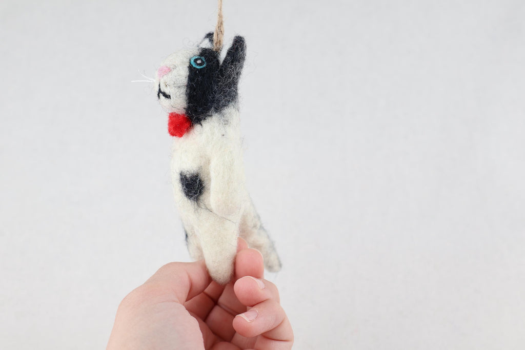 Weihnachtsanhänger Katze mit Fliege I Christbaumschmuck Weihnachtsdeko I Winter Weihnachtsbaum I Weihnachtskatze