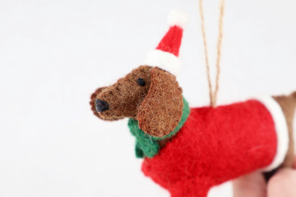 Weihnachtsanhänger Weihnachtsdackel I Filz Christbaumschmuck I Weihnachtsdeko I Weihnachtsdackel mit Mütze I Hundeanhänger