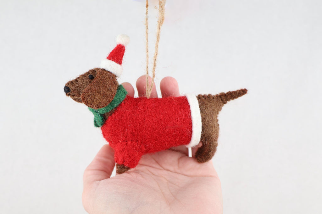 Weihnachtsanhänger Weihnachtsdackel I Filz Christbaumschmuck I Weihnachtsdeko I Weihnachtsdackel mit Mütze I Hundeanhänger