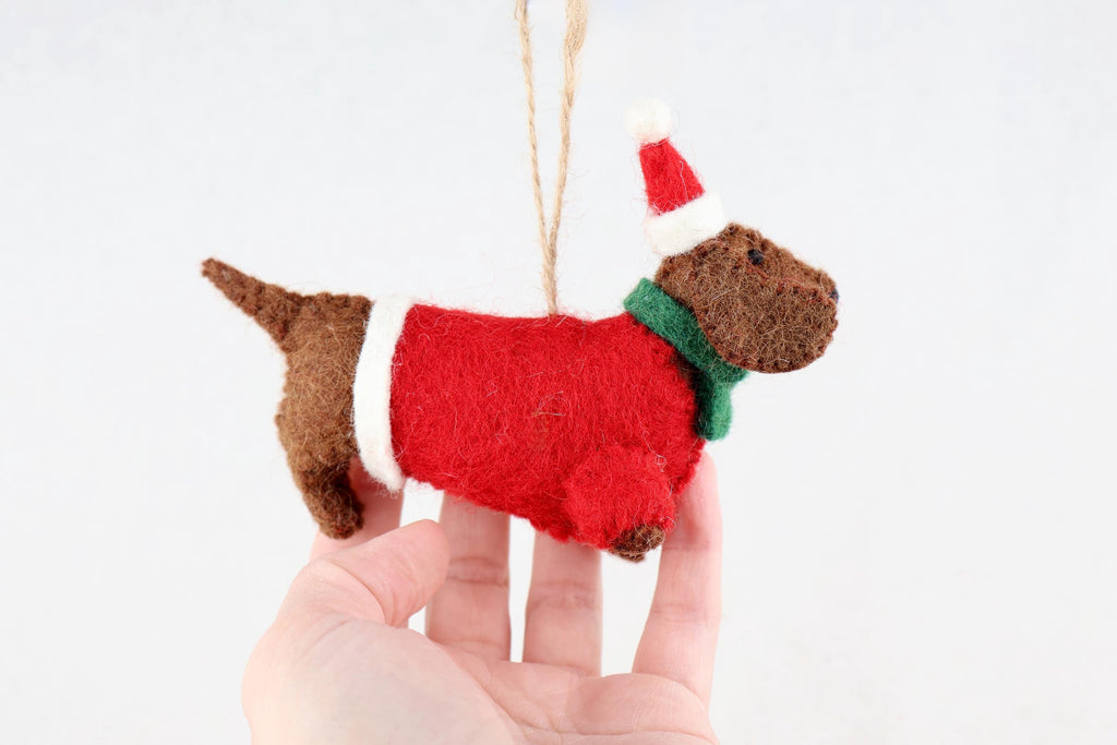 Weihnachtsanhänger Weihnachtsdackel I Filz Christbaumschmuck I Weihnachtsdeko I Weihnachtsdackel mit Mütze I Hundeanhänger