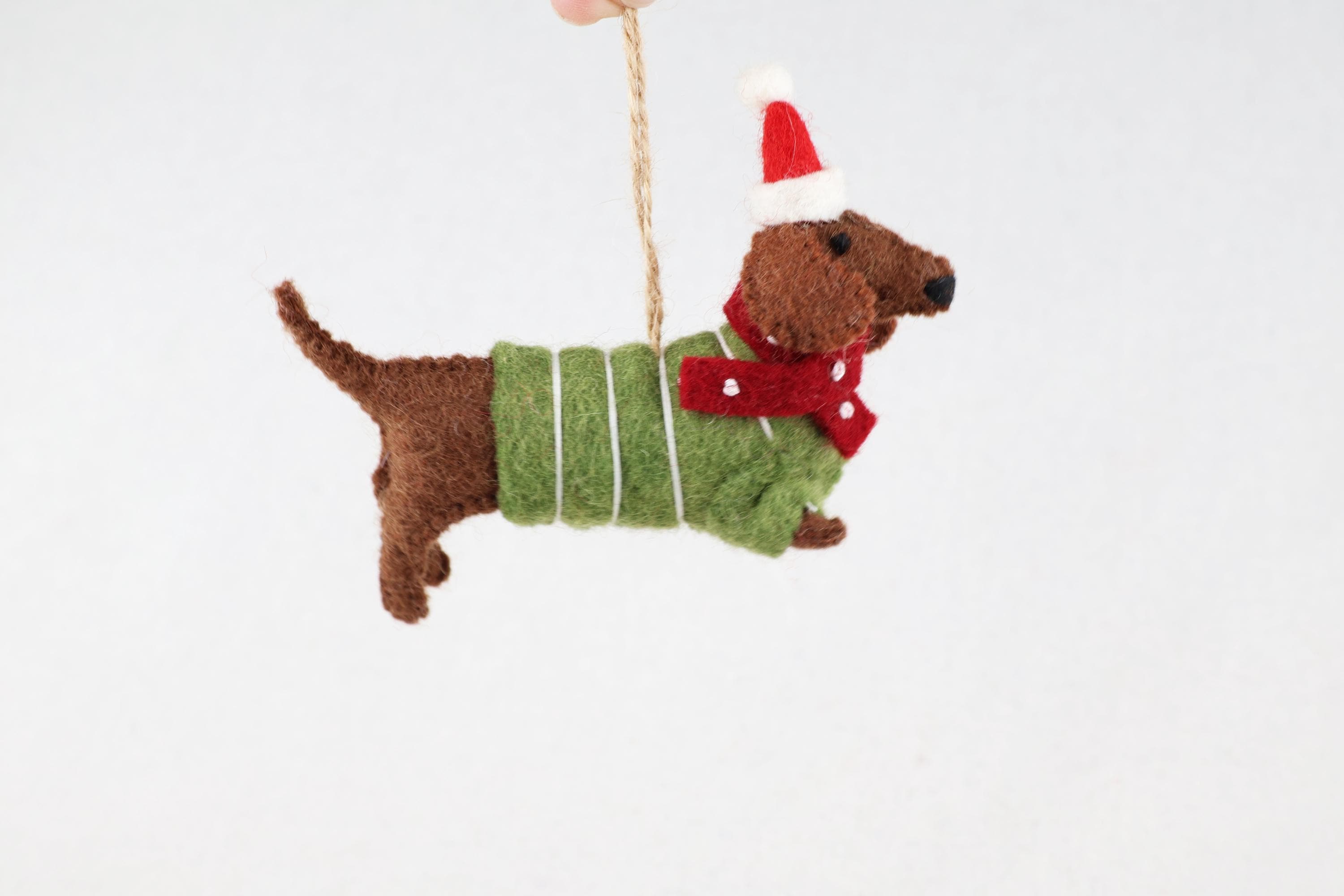 Weihnachtsanhänger Dackel aus Filz I Filz Christbaumschmuck I Weihnachtsdeko I Weihnachtsdackel mit Mütze I Hundeanhänger