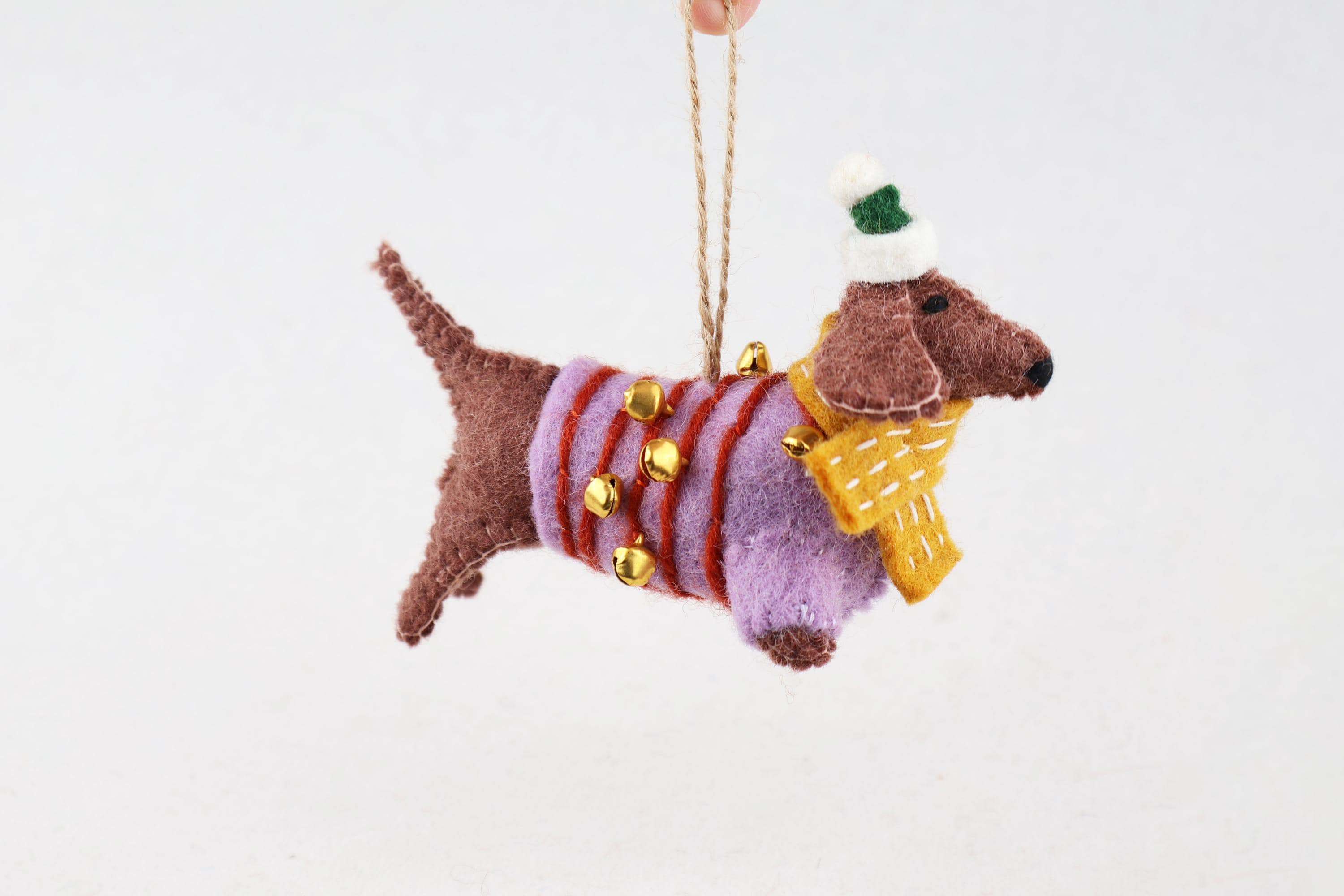 Weihnachtsanhänger Dackel aus Filz I Filz Christbaumschmuck I Weihnachtsdeko I Weihnachtsdackel mit Mütze I Hundeanhänger