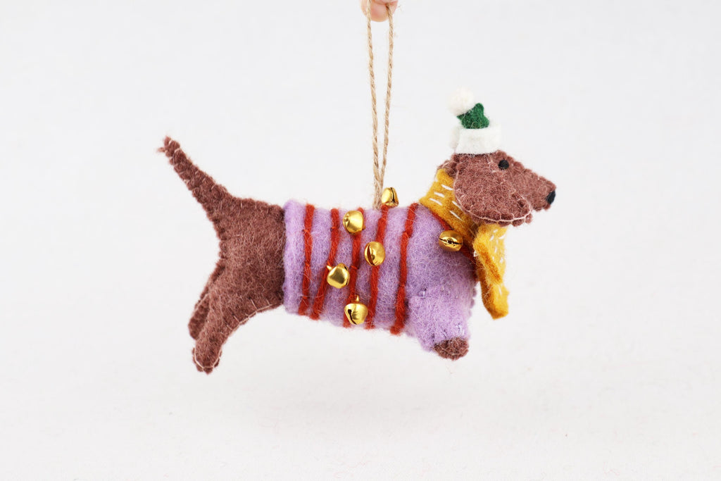 Weihnachtsanhänger Dackel aus Filz I Filz Christbaumschmuck I Weihnachtsdeko I Weihnachtsdackel mit Mütze I Hundeanhänger
