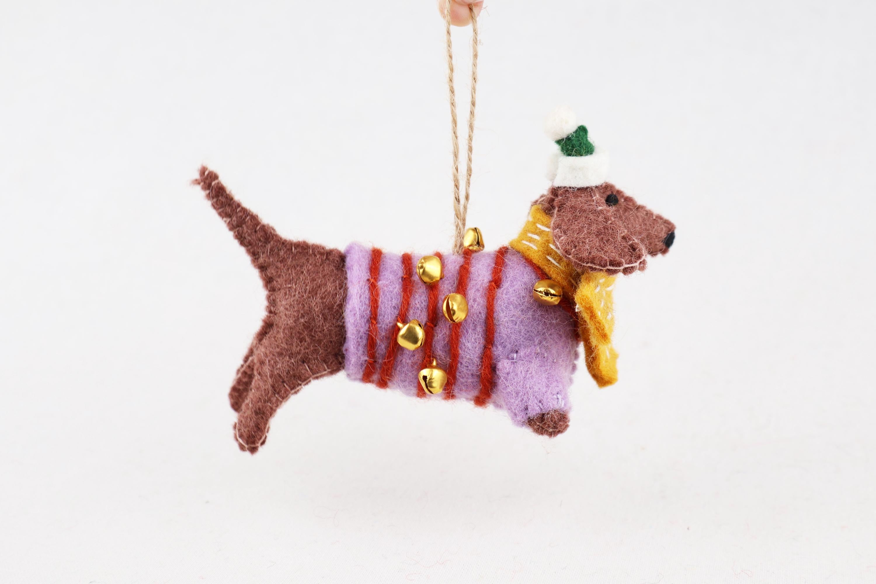 Weihnachtsanhänger Dackel aus Filz I Filz Christbaumschmuck I Weihnachtsdeko I Weihnachtsdackel mit Mütze I Hundeanhänger