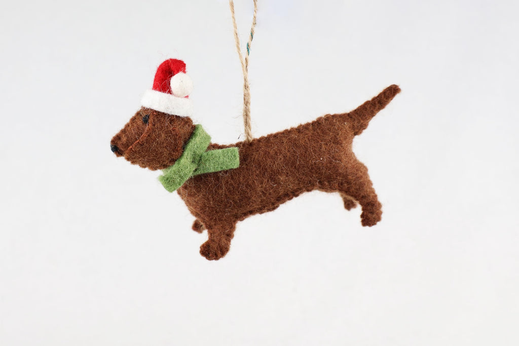 Weihnachtsanhänger Dackel aus Filz I Filz Christbaumschmuck I Weihnachtsdeko I Weihnachtsdackel mit Mütze I Hundeanhänger