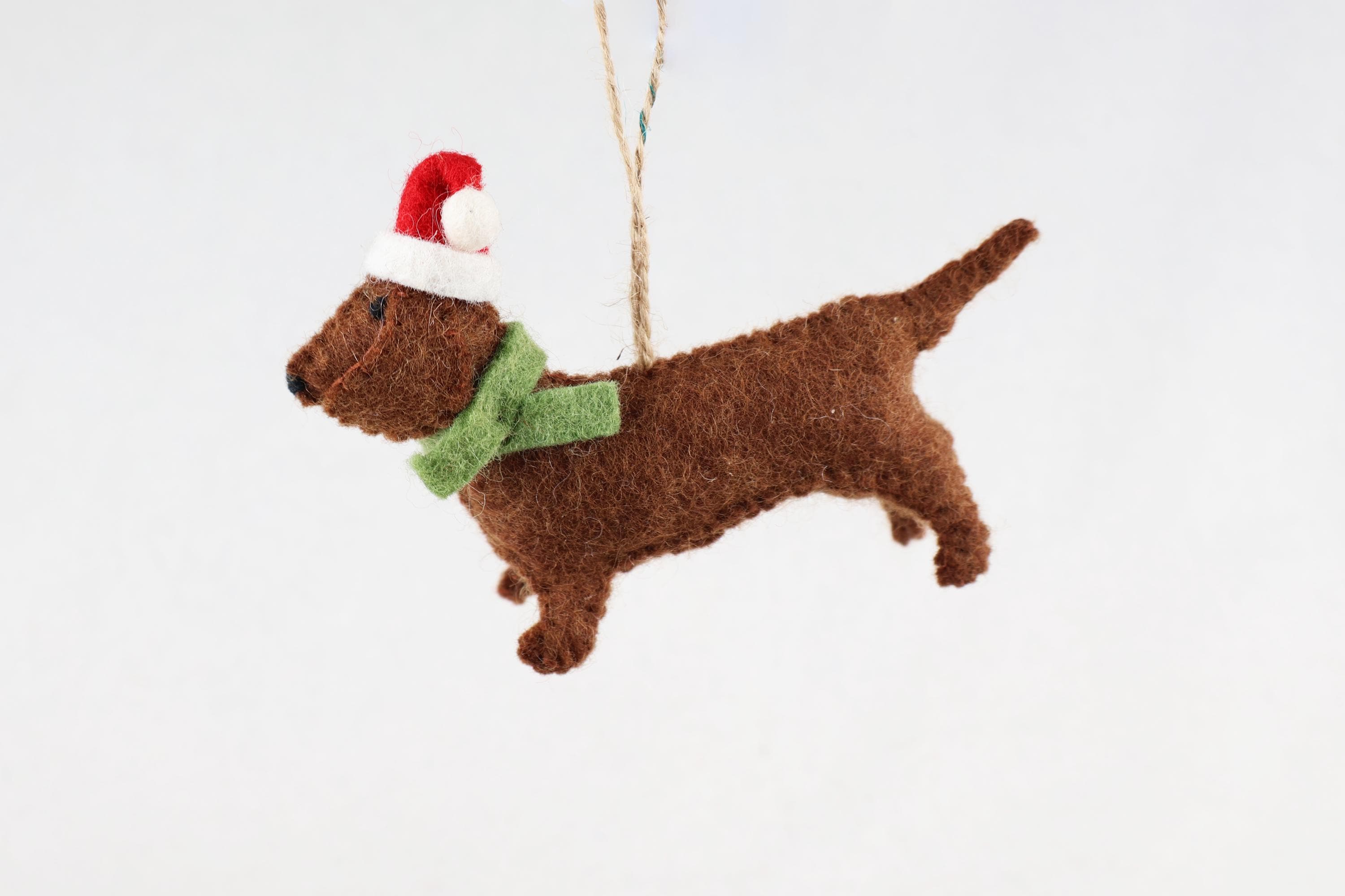 Weihnachtsanhänger Dackel aus Filz I Filz Christbaumschmuck I Weihnachtsdeko I Weihnachtsdackel mit Mütze I Hundeanhänger