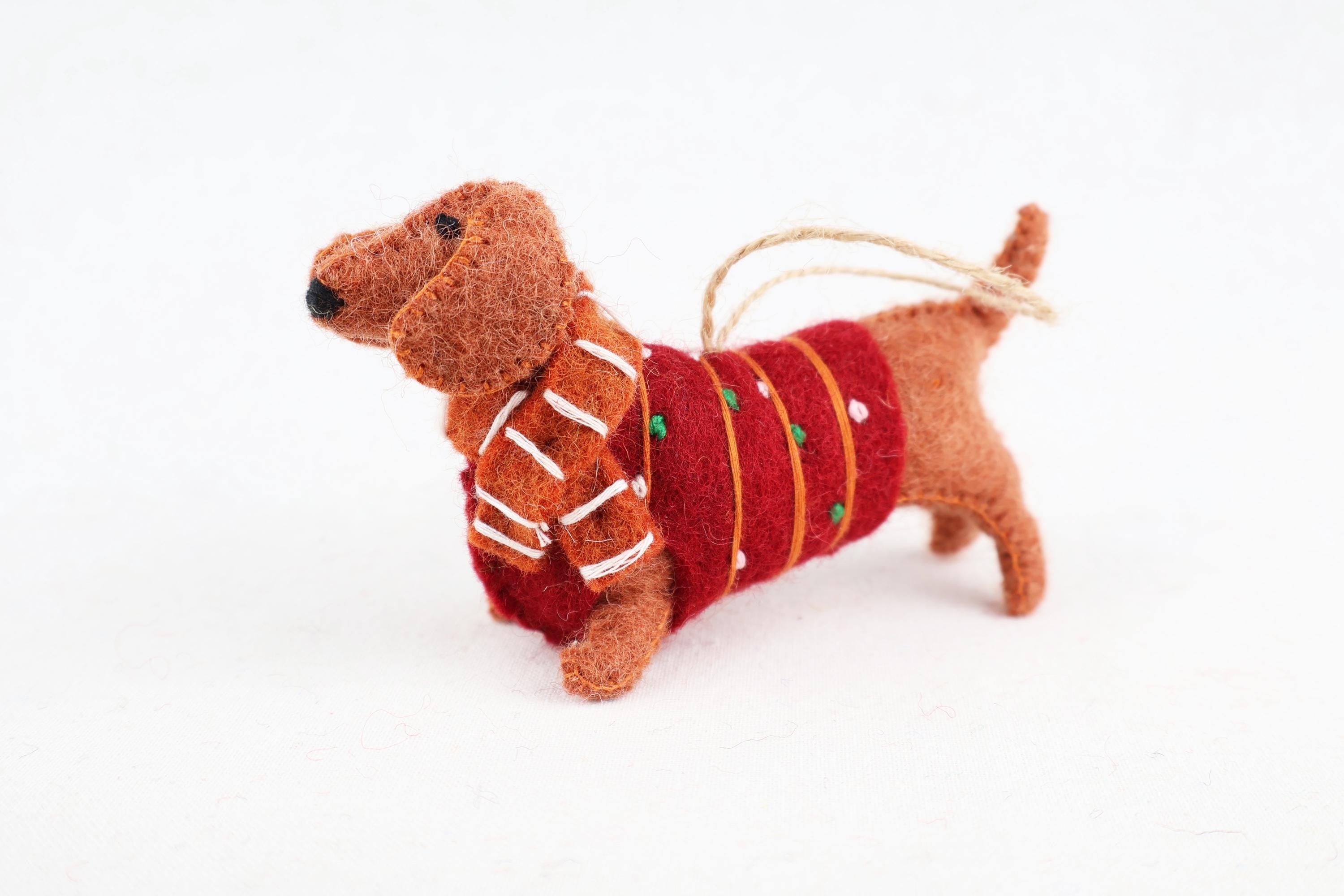 Weihnachtsanhänger Dackel aus Filz I Filz Christbaumschmuck I Weihnachtsdeko I Weihnachtsdackel mit Mütze I Hundeanhänger