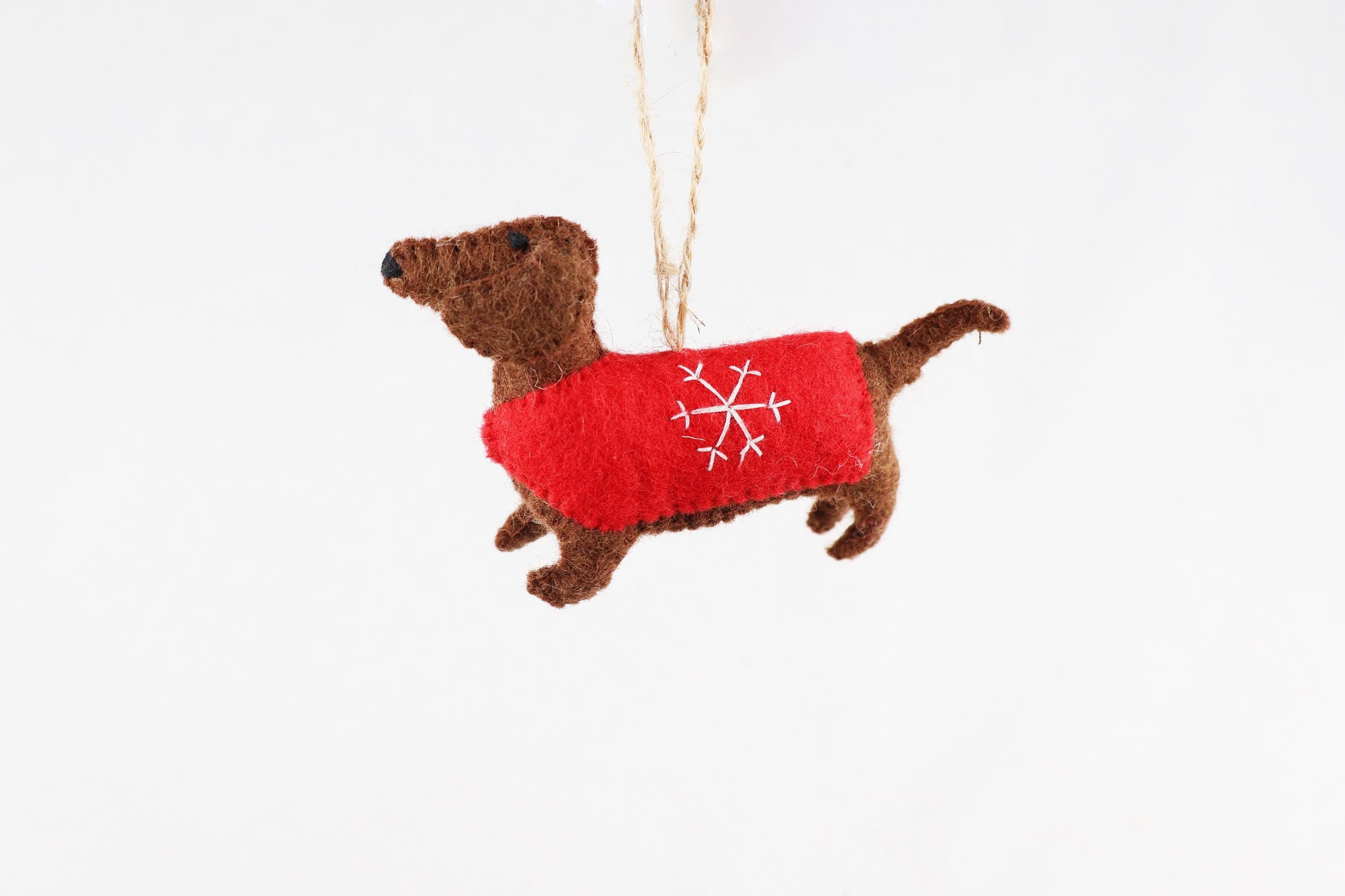 Weihnachtsanhänger Dackel aus Filz I Filz Christbaumschmuck I Weihnachtsdeko I Weihnachtsdackel mit Mantel I Hundeanhänger