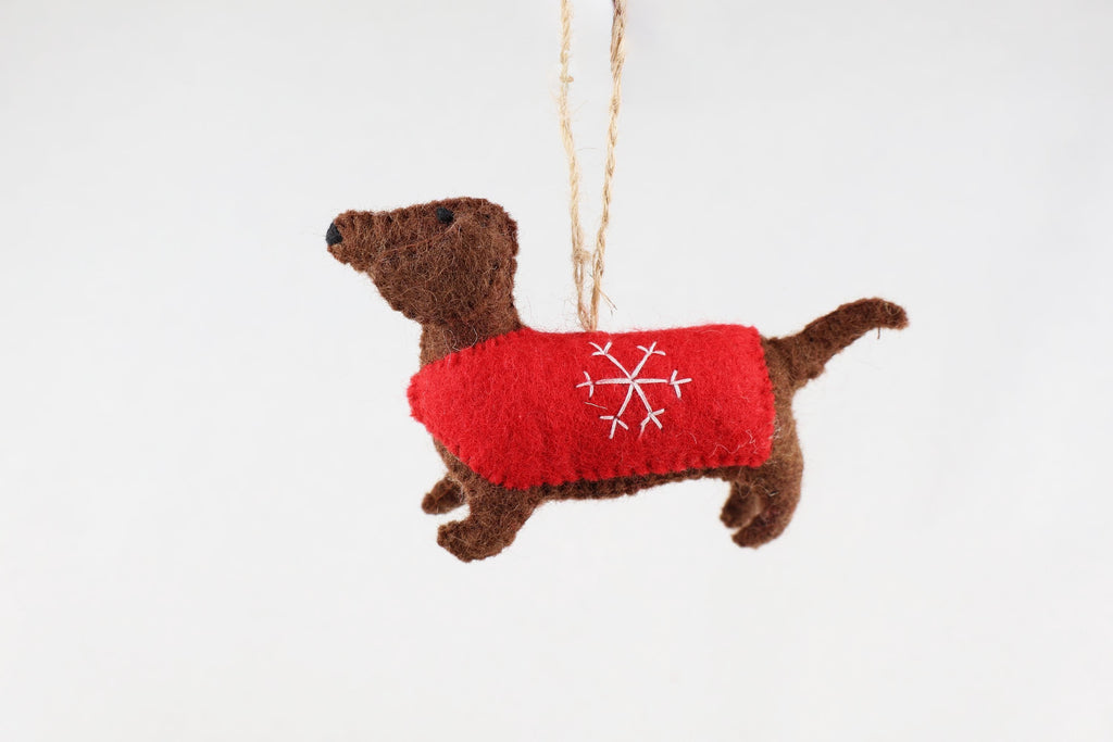 Weihnachtsanhänger Dackel aus Filz I Filz Christbaumschmuck I Weihnachtsdeko I Weihnachtsdackel mit Mantel I Hundeanhänger