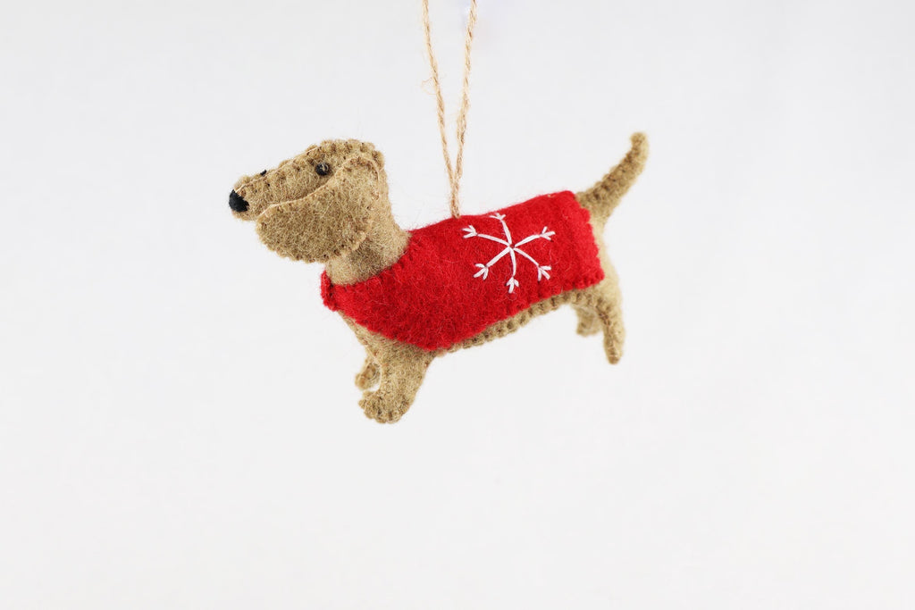 Weihnachtsanhänger Dackel aus Filz I Filz Christbaumschmuck I Weihnachtsdeko I Weihnachtsdackel mit Mantel I Hundeanhänger