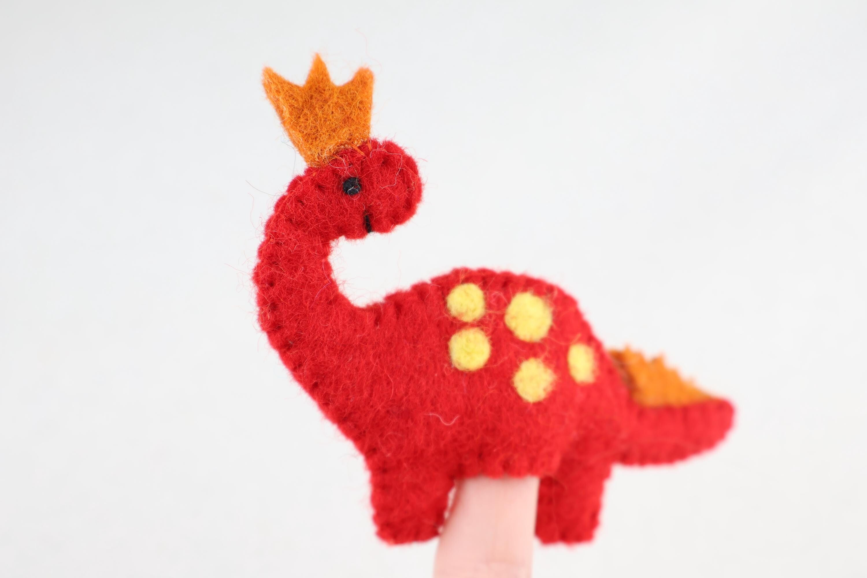 Fingerpuppe roter Dinosaurier aus Filz I Spielzeug Montessori I Geschichten erzählen I bunte Fingerpuppe