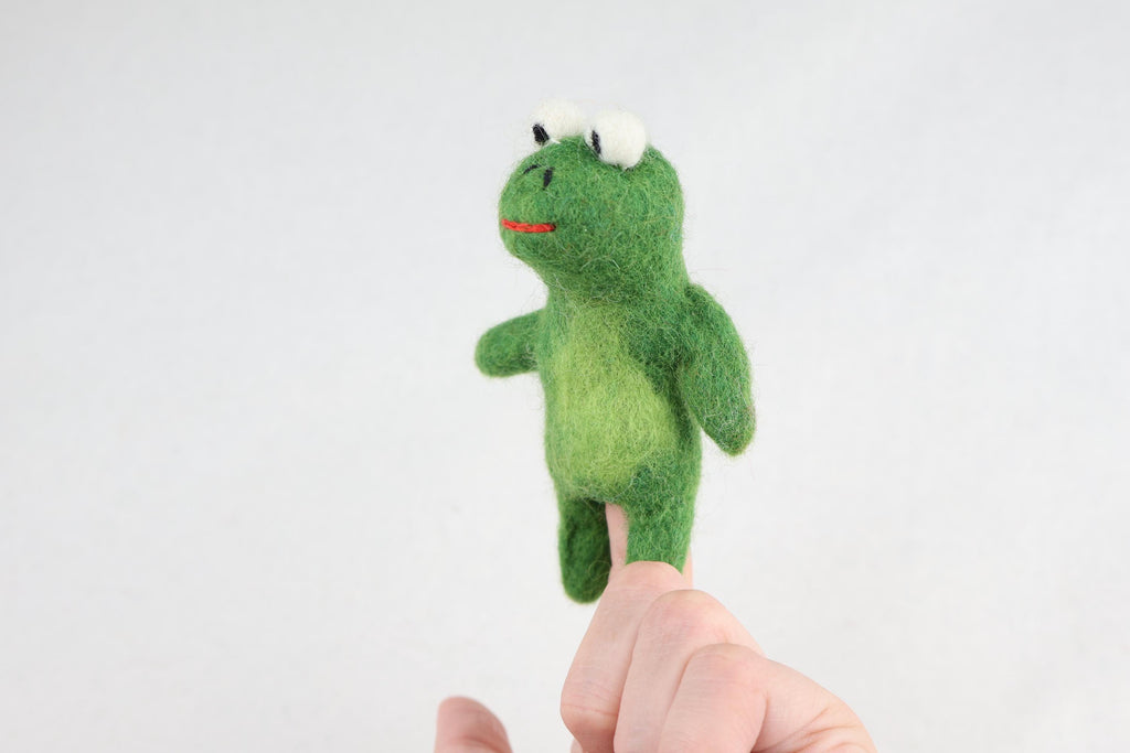 Niedliche Fingerpuppe Frosch aus Filz I Fingerspiel I Waldtiere I heimische Tiere I Spielzeug Montessori I Geschichten erzählen