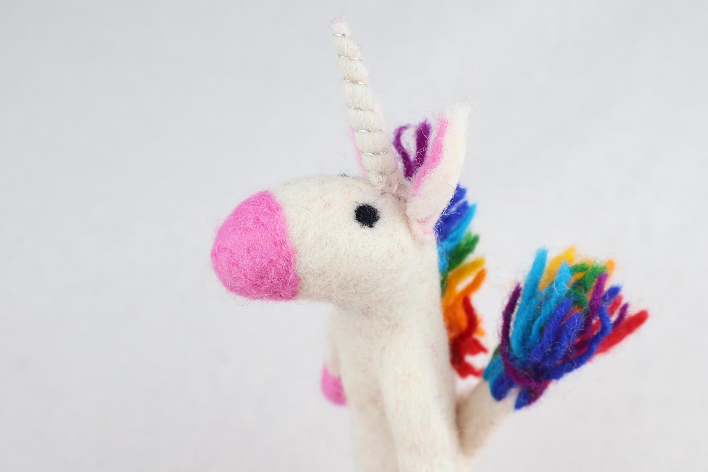 Niedliche Fingerpuppe Einhorn aus Filz I Fingerspiel I Pegasus I Spielzeug Montessori I Geschichten erzählen
