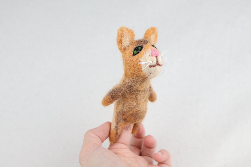 Niedliche Fingerpuppe Katze rot aus Filz I Fingerspiel I Bauernhoftier I Haustiere I Spielzeug Montessori I Geschichten erzählen I Katzen