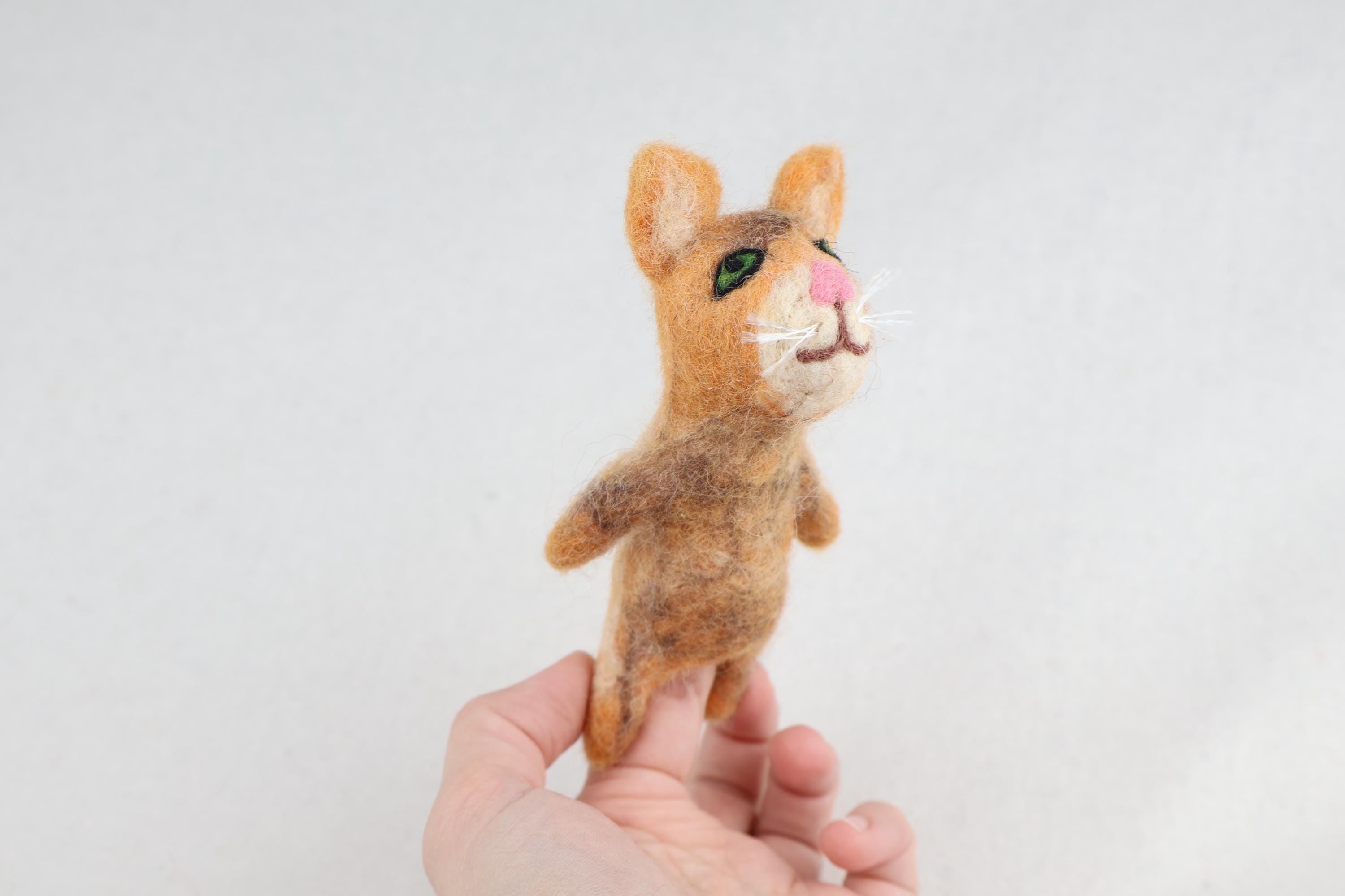 Niedliche Fingerpuppe Katze rot aus Filz I Fingerspiel I Bauernhoftier I Haustiere I Spielzeug Montessori I Geschichten erzählen I Katzen
