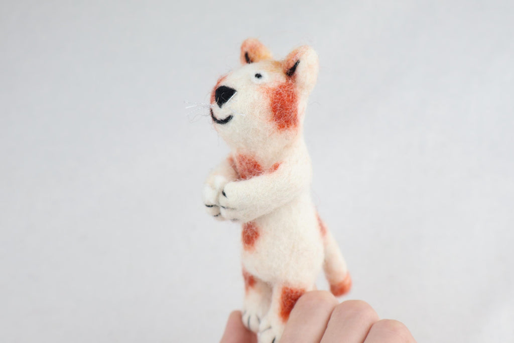 Niedliche Fingerpuppe Katze bunt aus Filz I Fingerspiel I Bauernhoftier I Haustiere I Spielzeug Montessori I Geschichten erzählen I Katzen