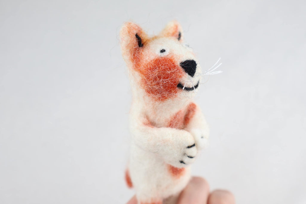 Niedliche Fingerpuppe Katze bunt aus Filz I Fingerspiel I Bauernhoftier I Haustiere I Spielzeug Montessori I Geschichten erzählen I Katzen