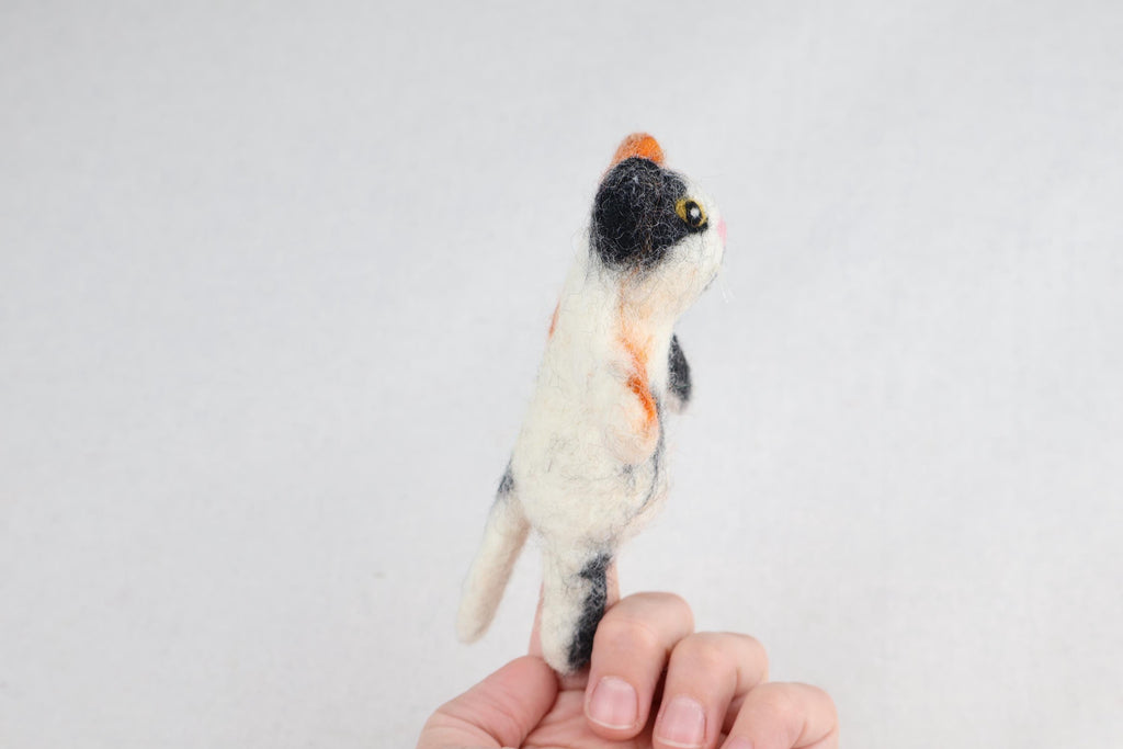 Niedliche Fingerpuppe Katze bunt aus Filz I Fingerspiel I Bauernhoftier I Haustiere I Spielzeug Montessori I Geschichten erzählen I Katzen