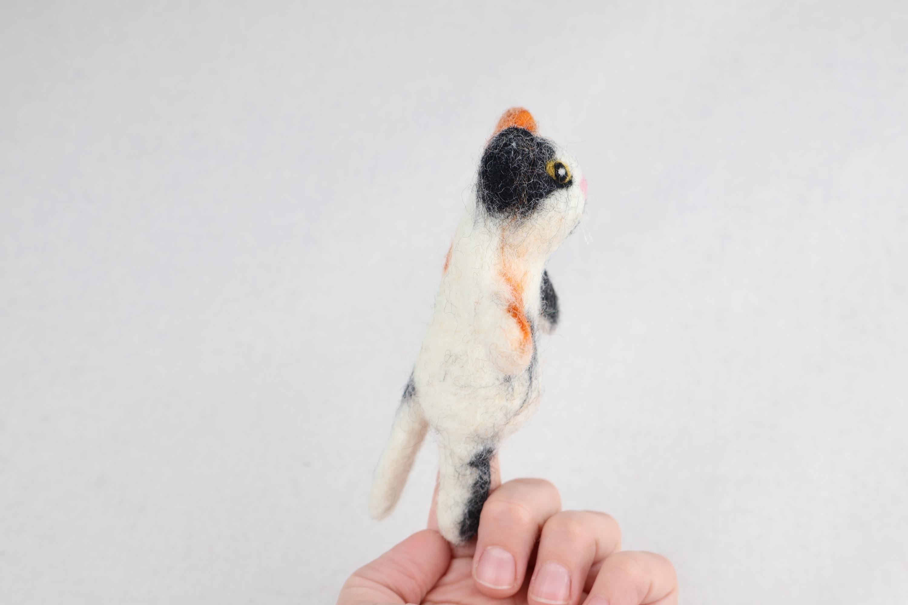 Niedliche Fingerpuppe Katze bunt aus Filz I Fingerspiel I Bauernhoftier I Haustiere I Spielzeug Montessori I Geschichten erzählen I Katzen