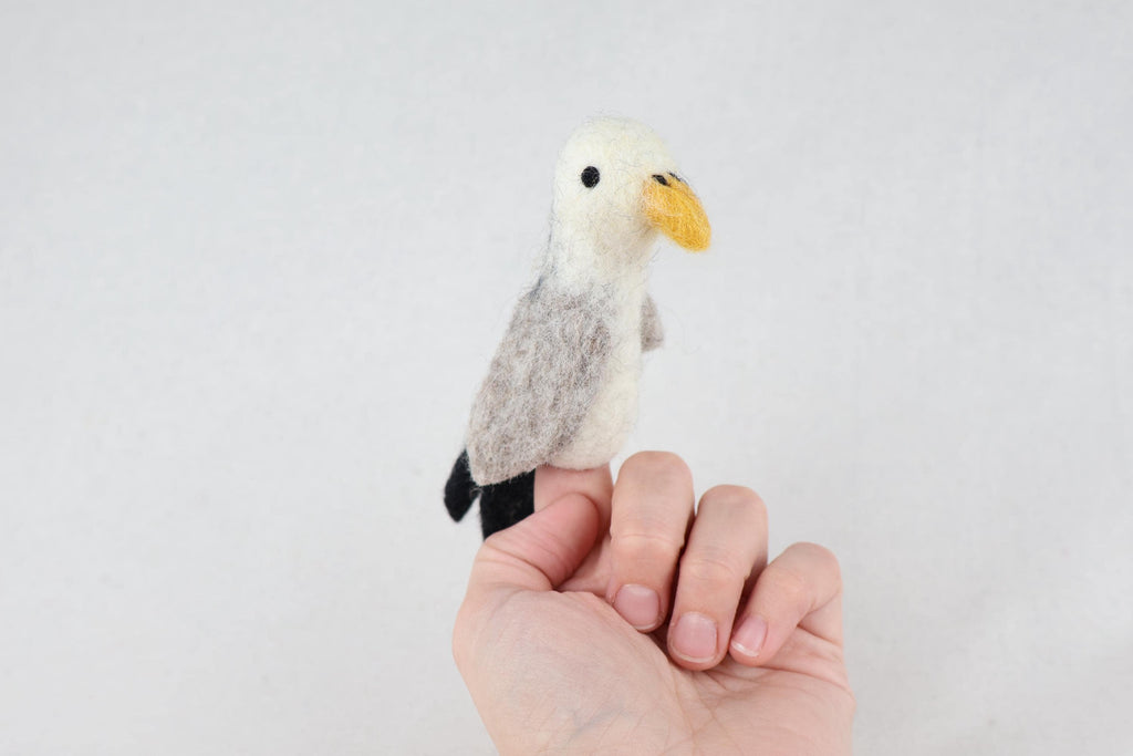 Niedliche Fingerpuppe Möwe aus Filz I Fingerspiel I Seevogel I Meer I Spielzeug Montessori I Geschichten erzählen