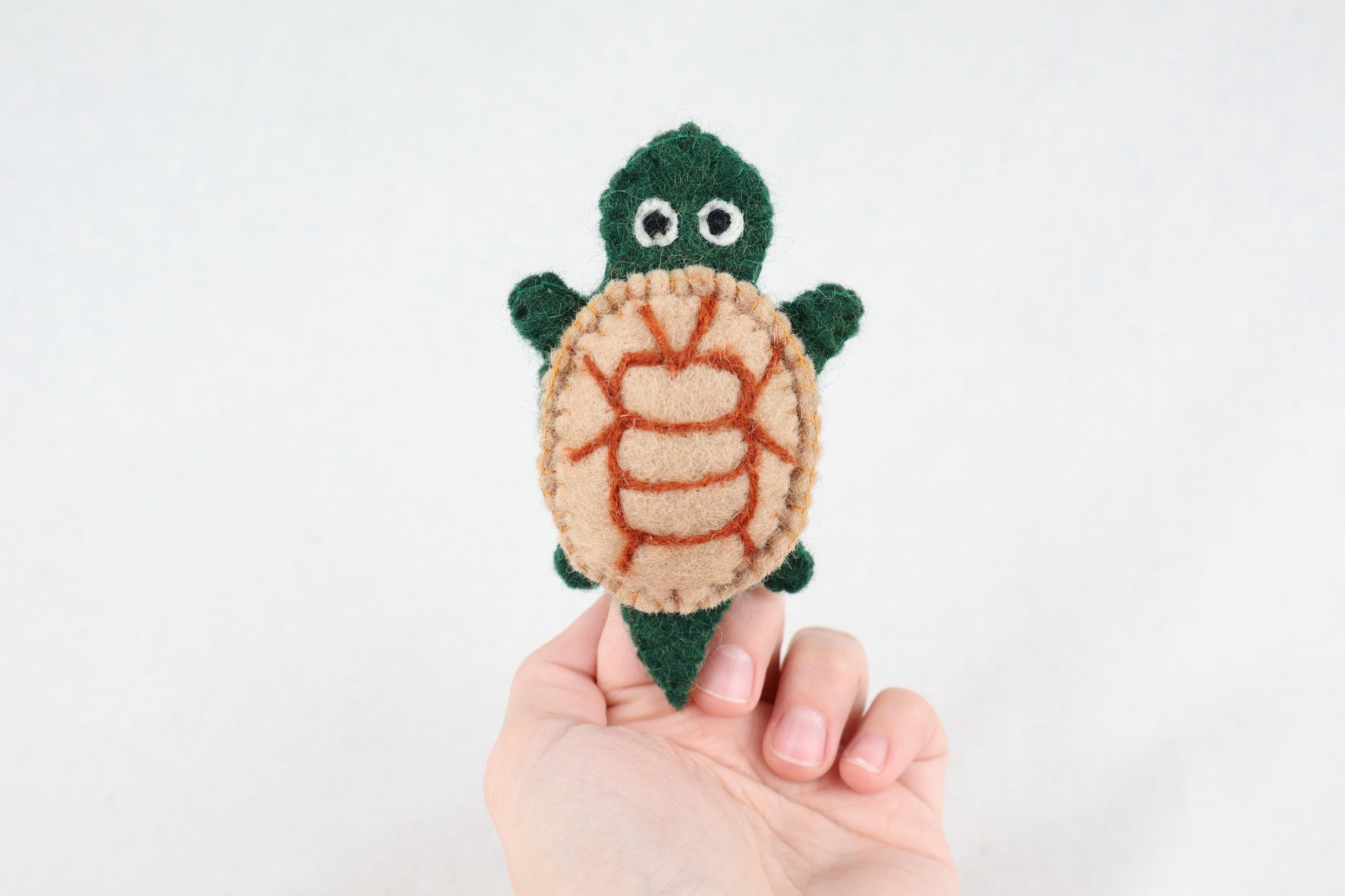 Fingerpuppe Schildkröte aus Filz I Fingerspiel Meerestier I Spielzeug Montessori I Geschichten erzählen I Lernen