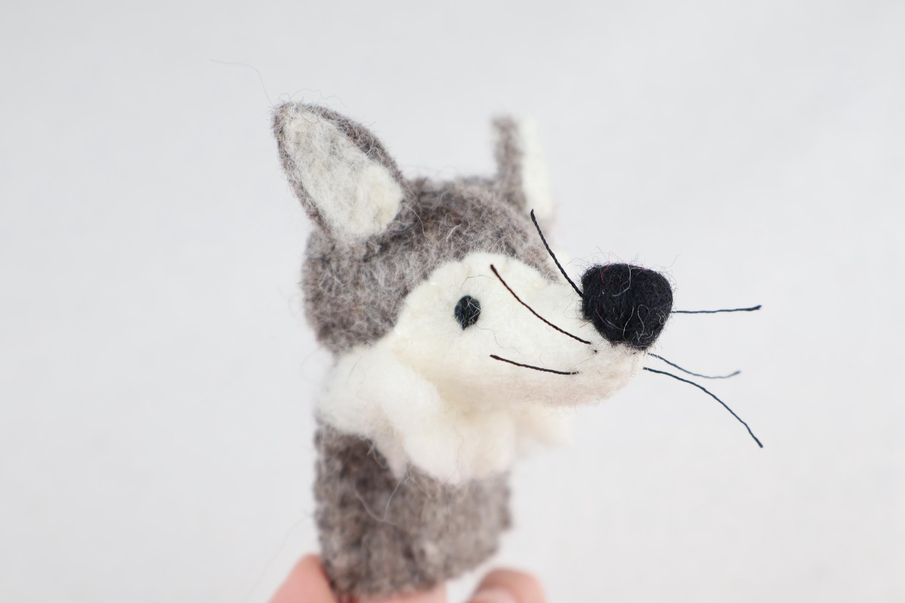 Fingerpuppe Wolf aus Filz I Fingerspiel I Waldtiere I Wolfspiel I Spielzeug Montessori I Geschichten erzählen