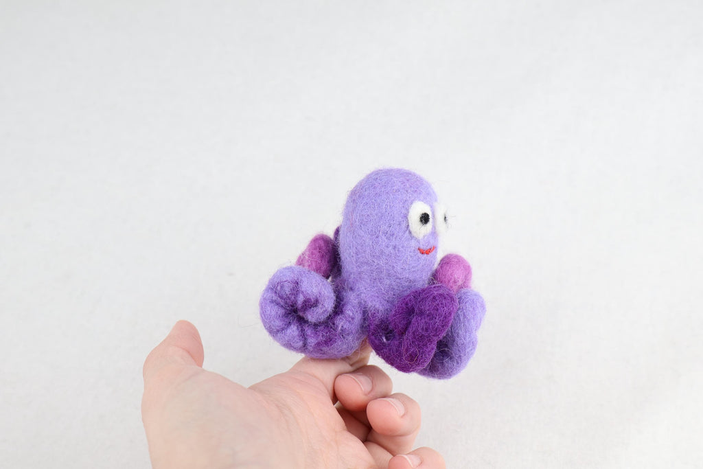 Niedliche Fingerpuppe Tintenfisch aus Filz I Fingerspiel Krake I Spielzeug Montessori I Geschichten erzählen