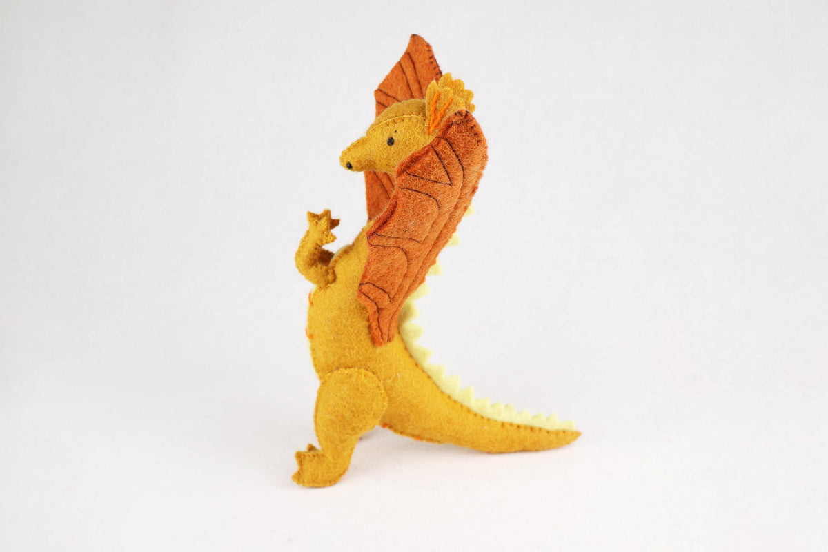 Gelber Drache aus Filz I Spielzeug I Dekofigur I Dragon I handgemachtes Spielzeug I Filz Drache I Filz Figur I Drache Spiel