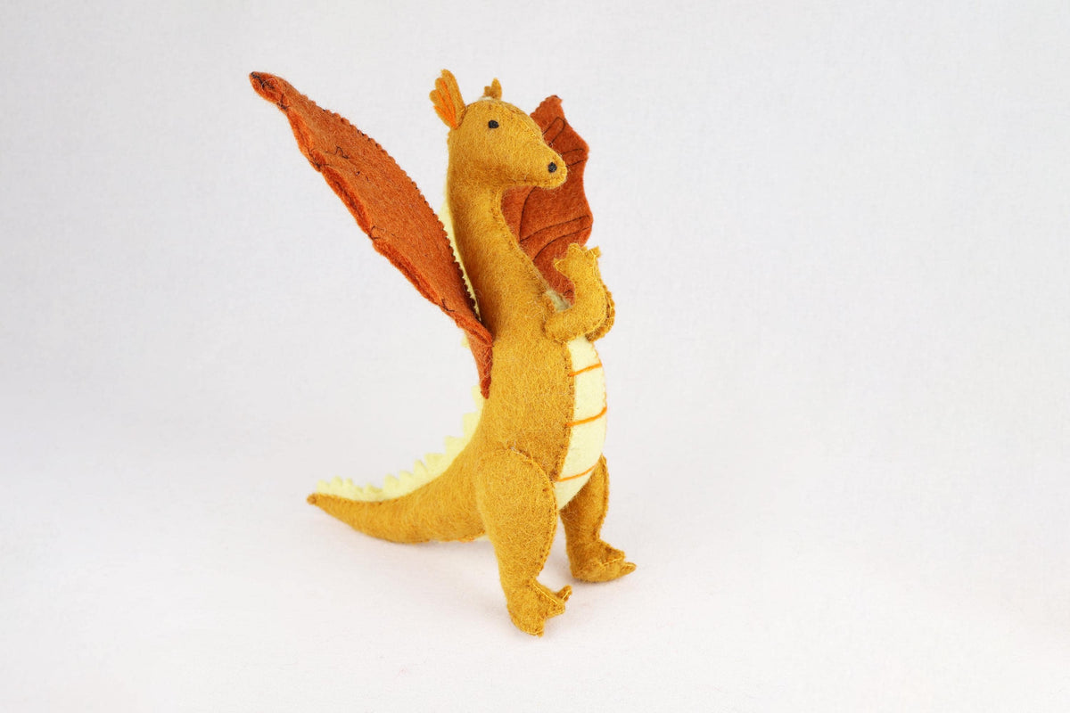 Gelber Drache aus Filz I Spielzeug I Dekofigur I Dragon I handgemachtes Spielzeug I Filz Drache I Filz Figur I Drache Spiel