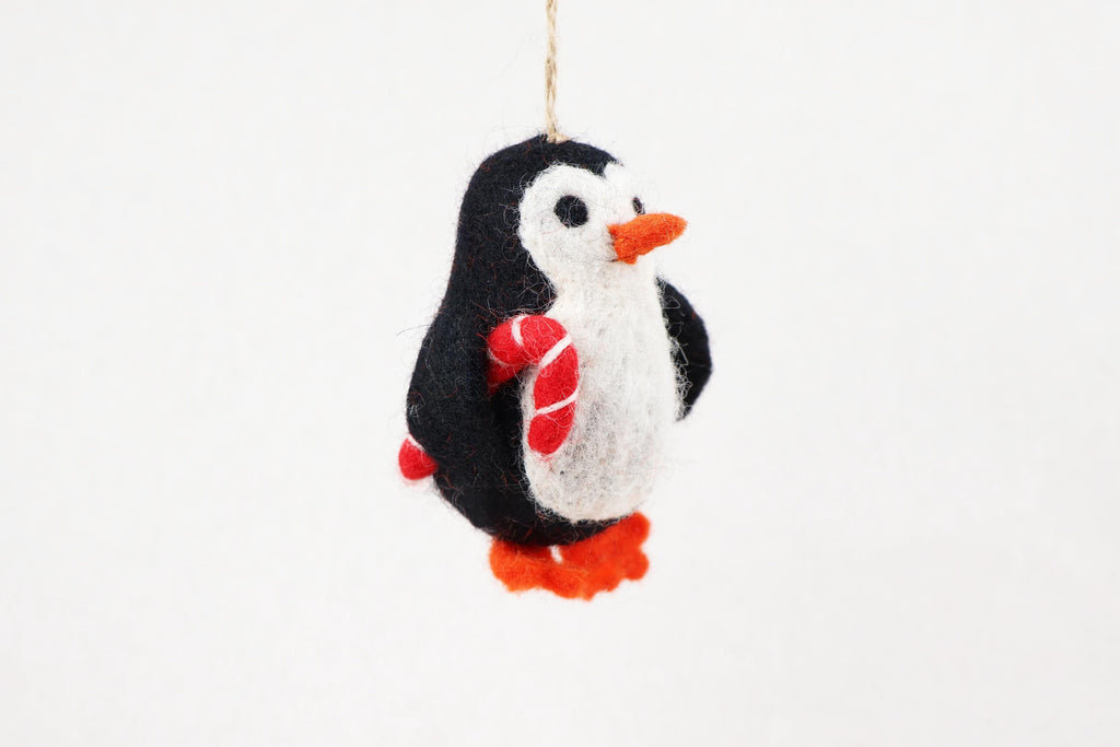Weihnachtsanhänger Pinguin mit Zuckerstange I Christbaumschmuck Weihnachtsdeko I Winter Weihnachtsbaum