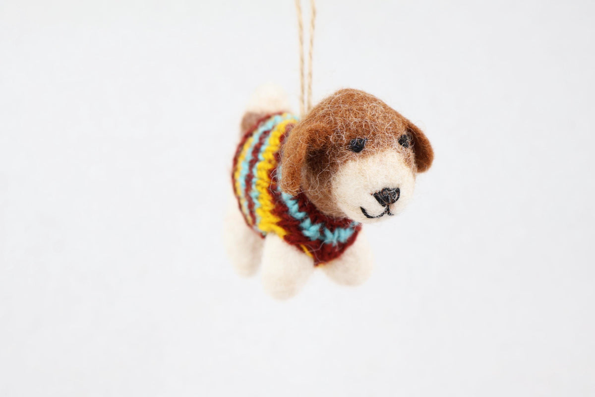 Weihnachtsanhänger Hund Beagle mit Strickpullover I Filz Christbaumschmuck I Weihnachtsdeko I Weihnachtshund