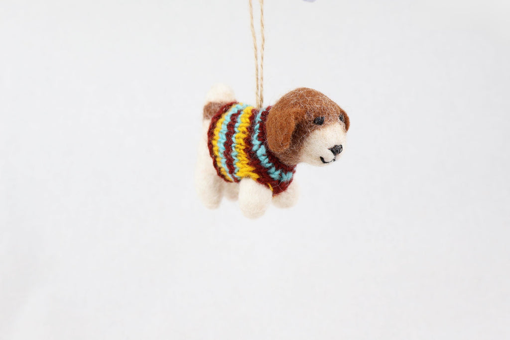 Weihnachtsanhänger Hund Beagle mit Strickpullover I Filz Christbaumschmuck I Weihnachtsdeko I Weihnachtshund