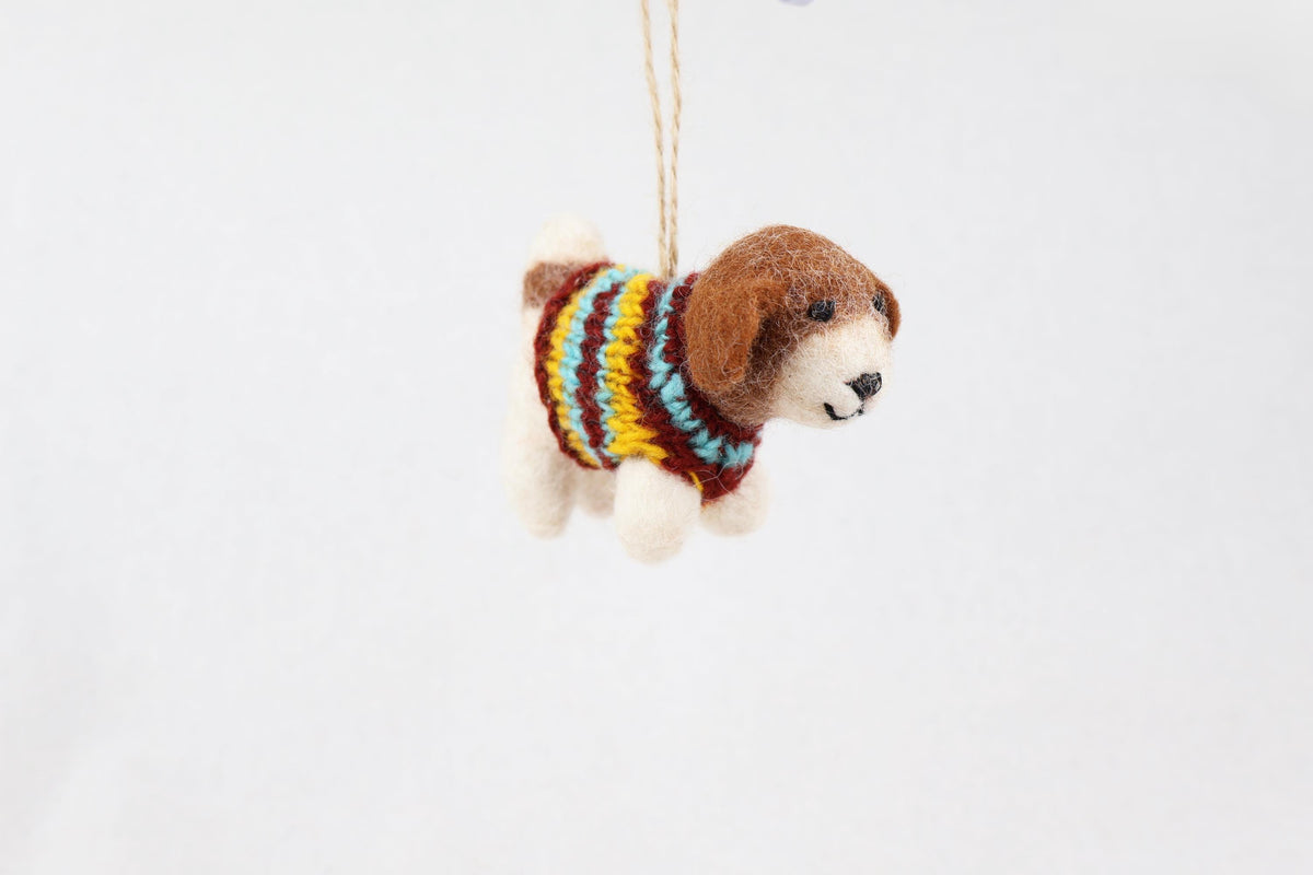 Weihnachtsanhänger Hund Beagle mit Strickpullover I Filz Christbaumschmuck I Weihnachtsdeko I Weihnachtshund
