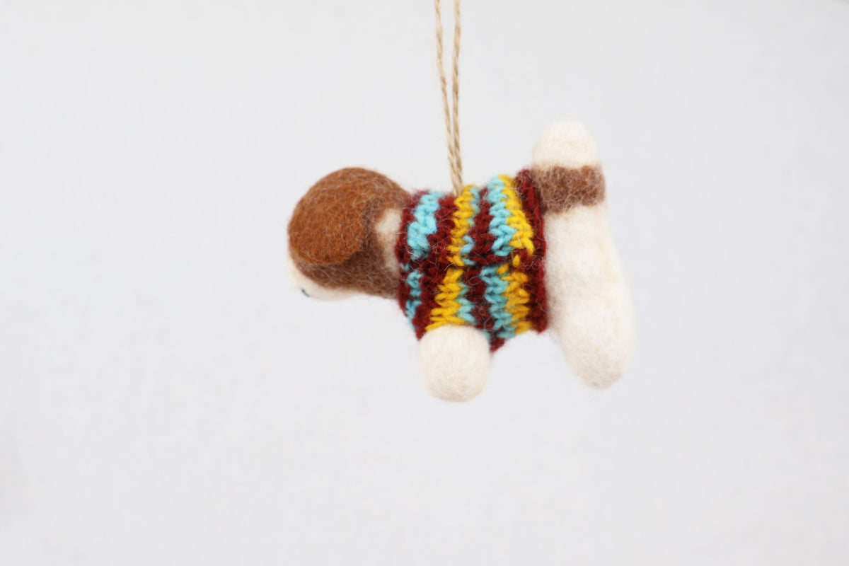 Weihnachtsanhänger Hund Beagle mit Strickpullover I Filz Christbaumschmuck I Weihnachtsdeko I Weihnachtshund
