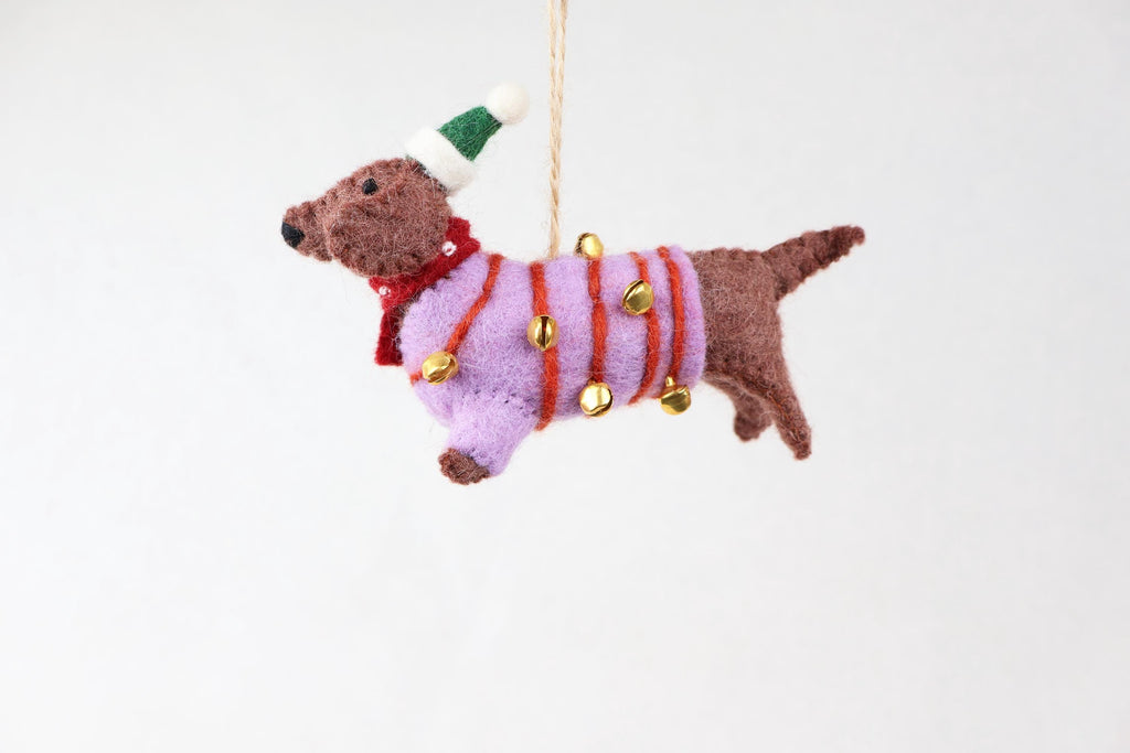 Weihnachtsanhänger Dackel aus Filz I Filz Christbaumschmuck I Weihnachtsdeko I Weihnachtsdackel mit Mütze I Hundeanhänger