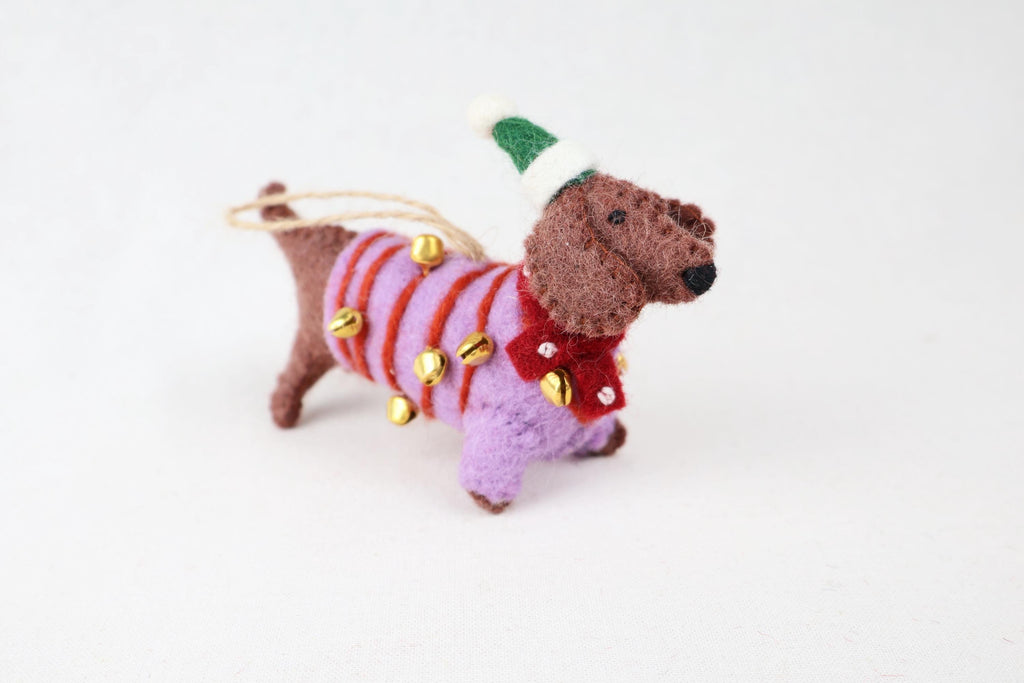 Weihnachtsanhänger Dackel aus Filz I Filz Christbaumschmuck I Weihnachtsdeko I Weihnachtsdackel mit Mütze I Hundeanhänger